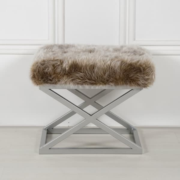 Puff Capraz Plysch - Silver, Brun