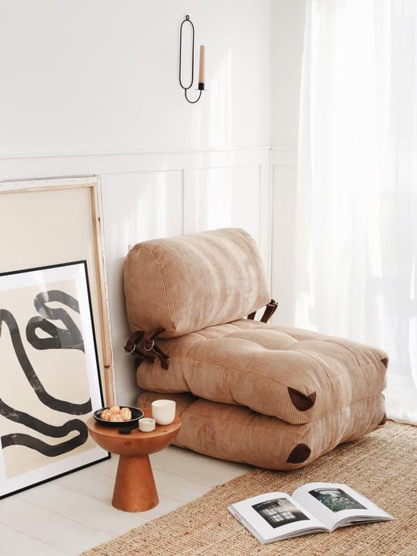 1-sits bäddsoffa Fold Kadife - Camel