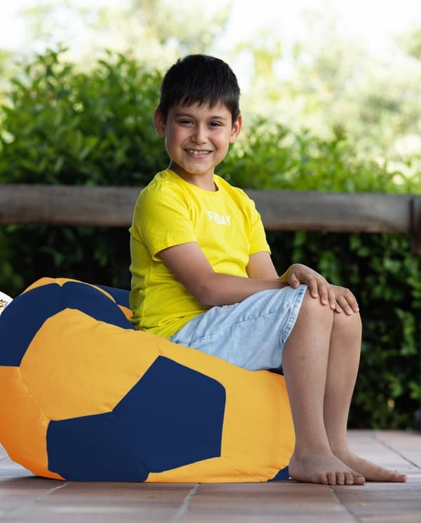 Garden Bean Bag Football Kids Pouf - keltainen, tummansininen