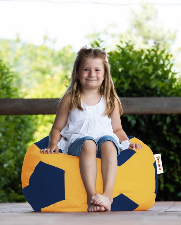 Garden Bean Bag Football Kids Pouf - keltainen, tummansininen