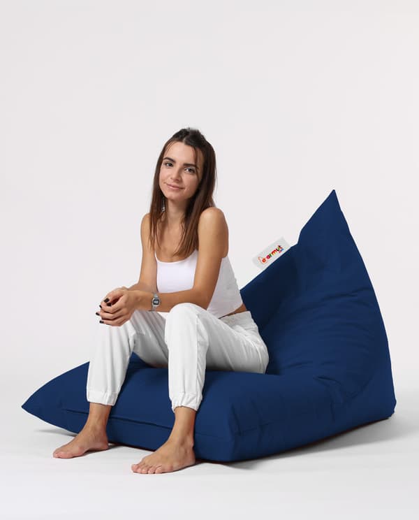 Garden Bean Bag Pyramid Big Bed Pouf - tummansininen