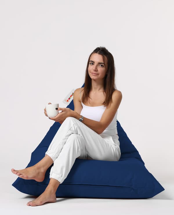 Garden Bean Bag Pyramid Big Bed Pouf - tummansininen