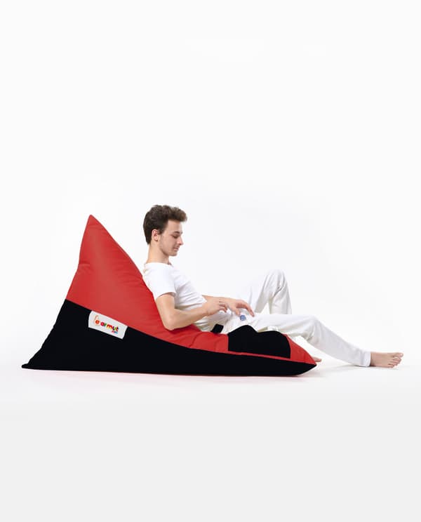 Trädgård Bean Bag Pyramid Stor dubbelfärgad Sängpuff - Röd