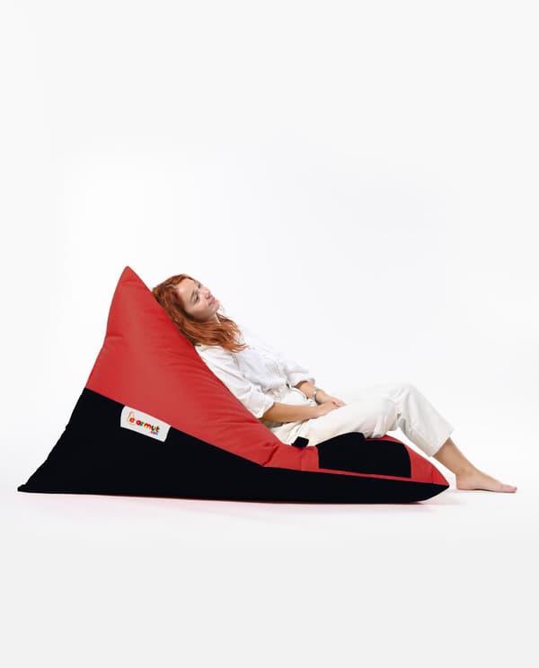 Trädgård Bean Bag Pyramid Stor dubbelfärgad Sängpuff - Röd