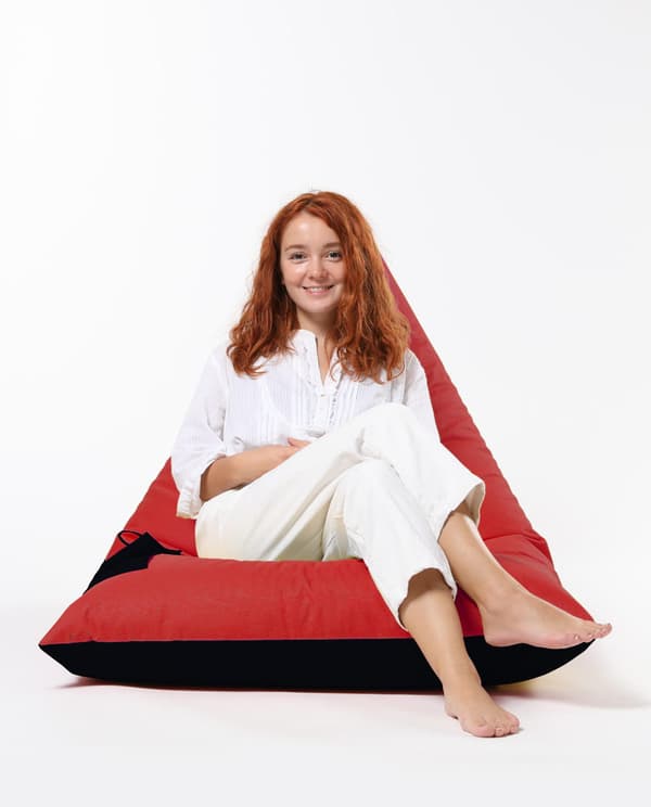 Trädgård Bean Bag Pyramid Stor dubbelfärgad Sängpuff - Röd