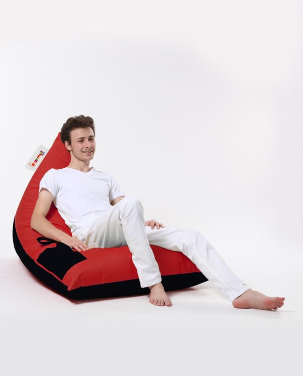 Trädgård Bean Bag Pyramid Stor dubbelfärgad Sängpuff - Röd