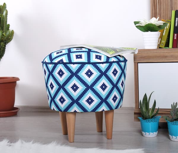 Pouffe Sky v3 - Blå, Vit