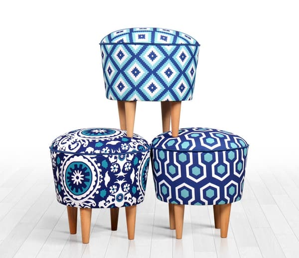 Pouffe Sky v3 - Blå, Vit