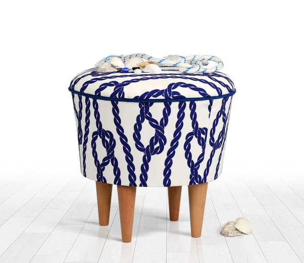 Pouffe Cunda v2 - sininen, valkoinen