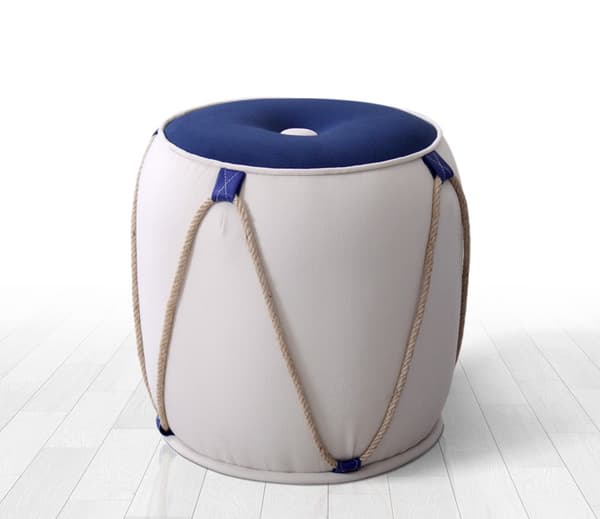 Pouffe Fora v2 - sininen, valkoinen