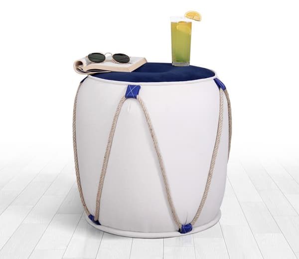 Pouffe Fora v2 - Blå, Vit