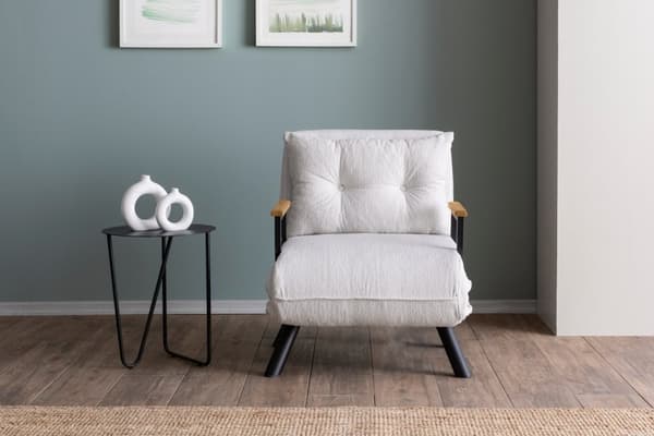 1-sits bäddsoffa Sando Single - Teddytyg - Vit