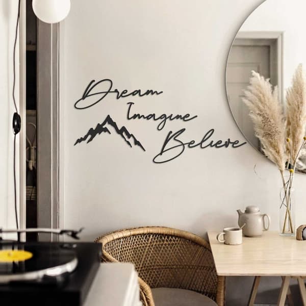 Dekorativt metallveggtilbehør Dream & Imagine & Belive - APT464MS