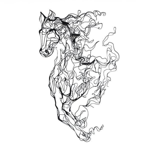 Dekorativt metallväggstillbehör Metal Horse Line Art - APT724