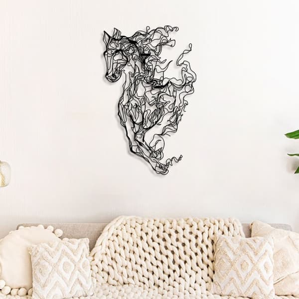 Dekorativt metallväggstillbehör Metal Horse Line Art - APT724