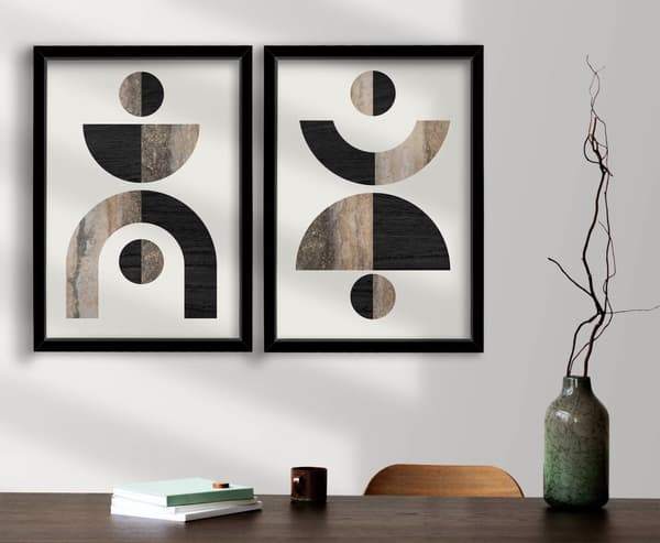 Dekorativ inramad MDF-målning (2 stycken) 2P3853NISCT-014