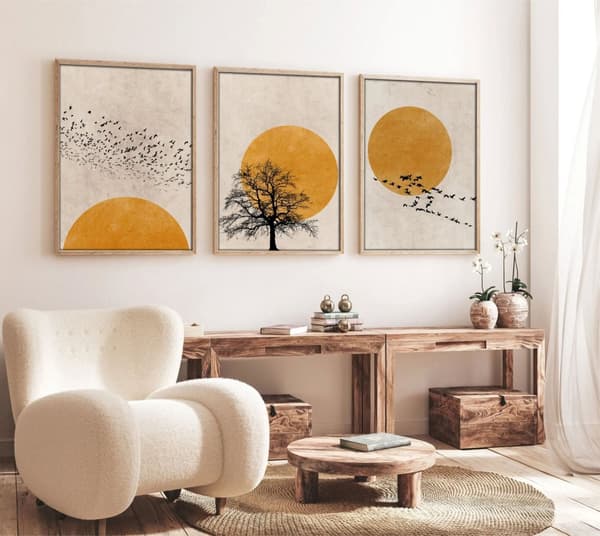 Dekorativt innrammet MDF-maleri (3 stykker) Huhu147 - 30 x 40