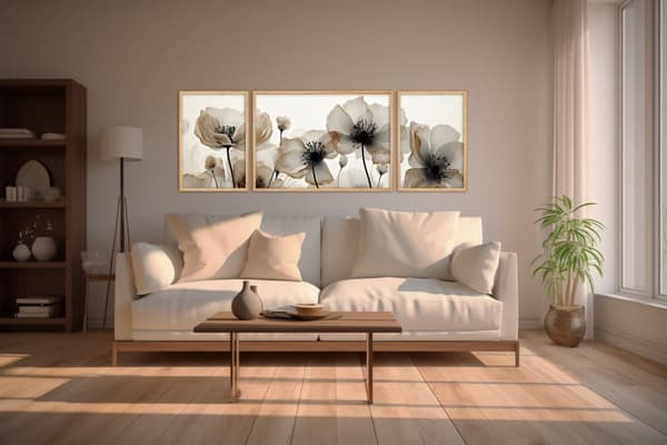 Dekorativ inramad MDF-målning (3 delar) Huhu305 - 50 x 140