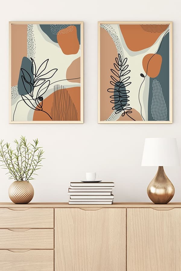 Dekorativt innrammet MDF-maleri (2 stykker) Huhu35 - 70 x 50