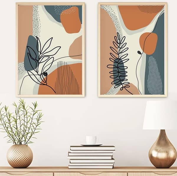 Dekorativt innrammet MDF-maleri (2 stykker) Huhu35 - 70 x 50
