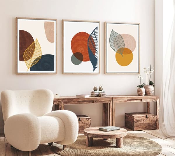 Dekorativt innrammet MDF-maleri (3 stykker) Huhu209 - 50 x 70