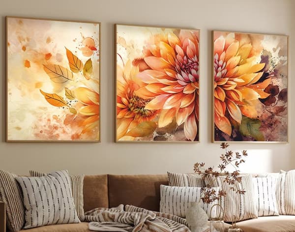 Dekorativt innrammet MDF-maleri (3 stykker) Huhu220 - 50 x 70