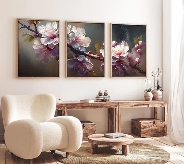 Dekorativt innrammet MDF-maleri (3 stykker) Huhu222 - 50 x 70