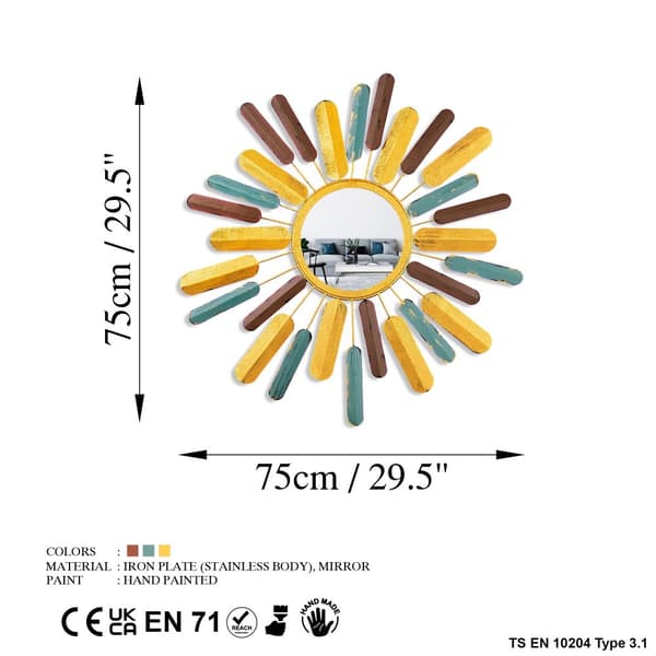 Dekorativ spegel Mirror Sun 2