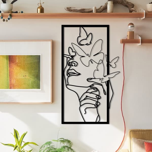 Dekorativt metallveggtilbehør Butterfly Face Kvinne