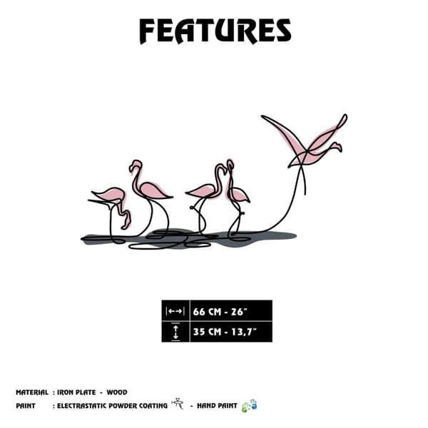 Dekorativt metallveggtilbehør Flamingo S