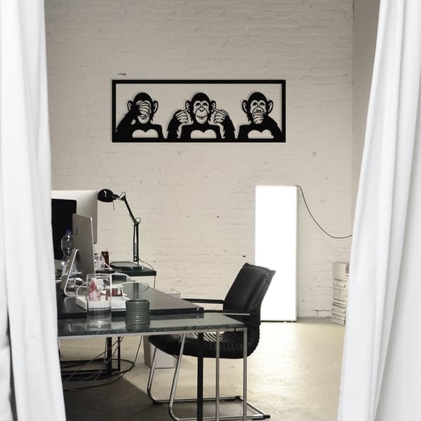 Dekorativt metalvægtilbehør Three Monkeys-L