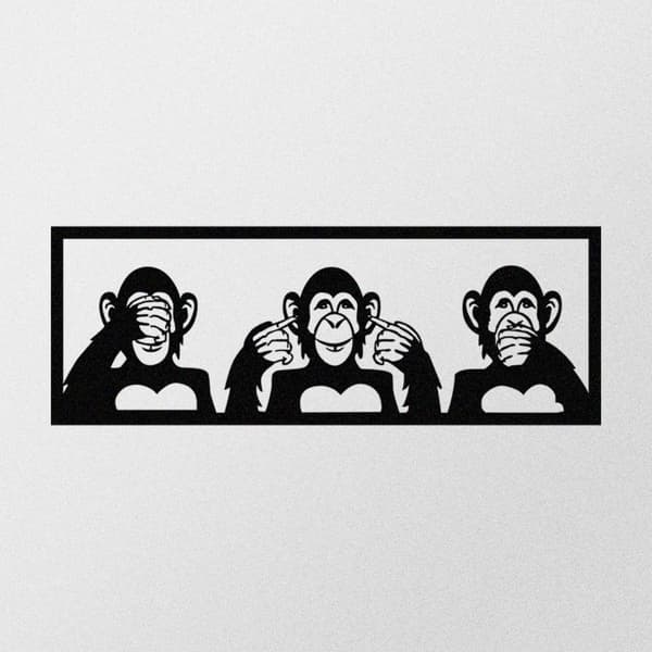 Dekorativt metalvægtilbehør Three Monkeys-L