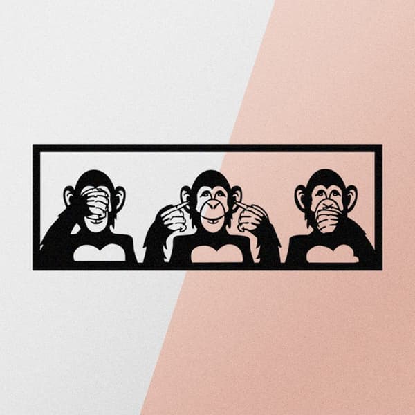 Dekorativt metalvægtilbehør Three Monkeys-L