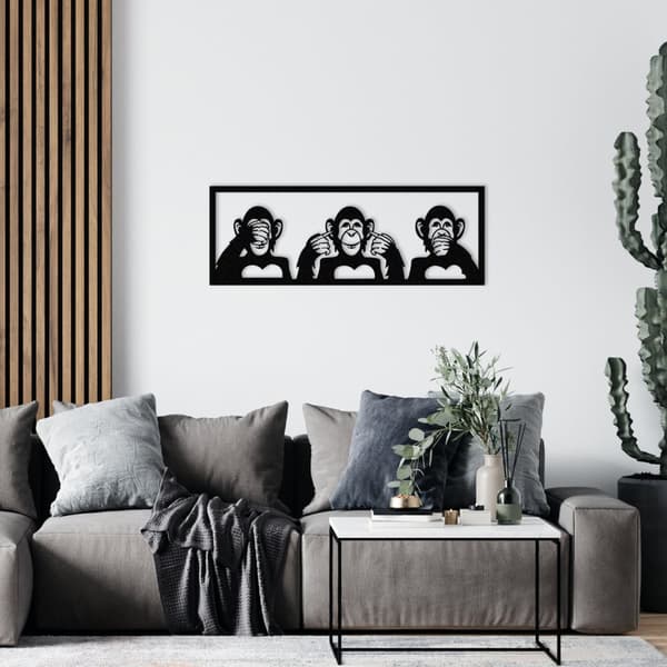 Dekorativt metalvægtilbehør Three Monkeys-L
