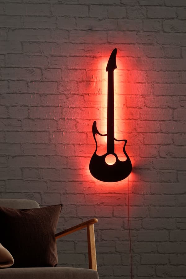 Dekorativ Led Lighting Guitar - Rød
