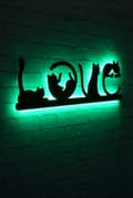 Miniatyrbillede 2 af 9: Dekorativ Led Belysning Cat Love - Grøn