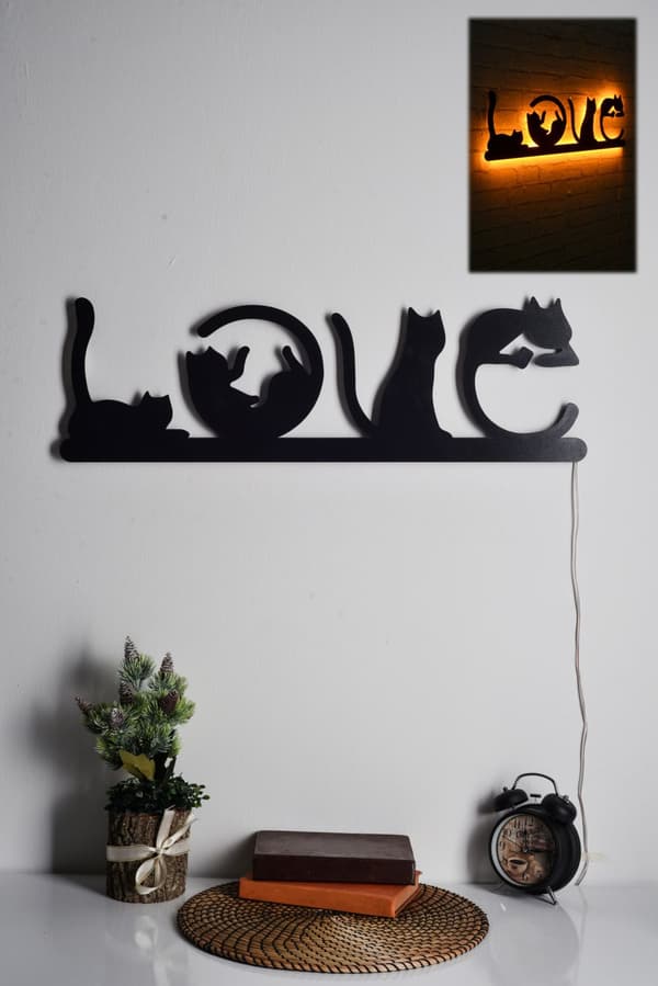 Koristeellinen led-valaistus Cat Love - keltainen