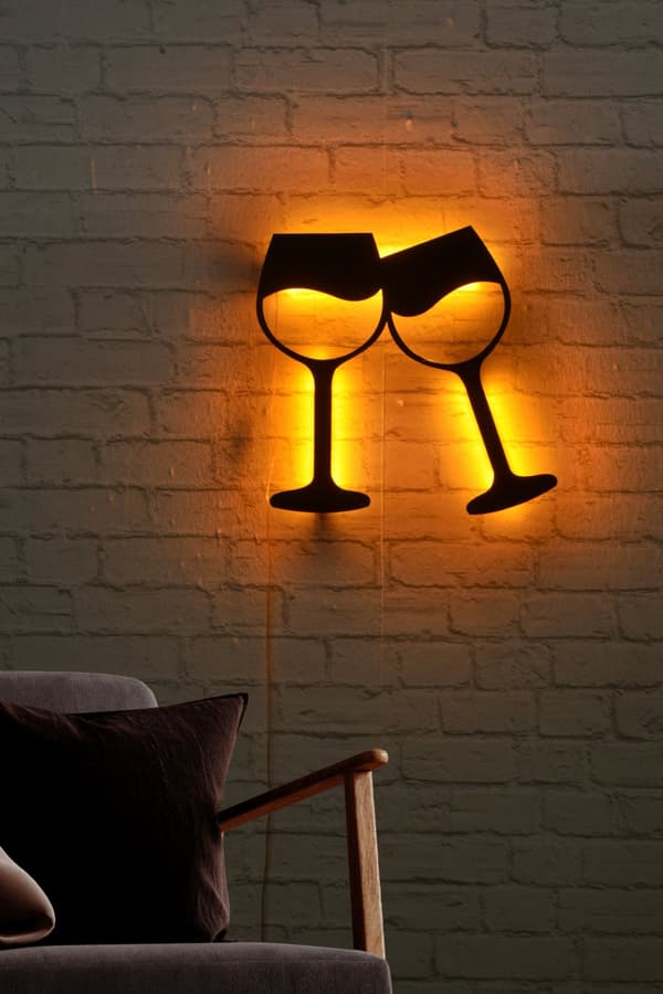 Dekorativ LED-belysning Vinglas - Gul