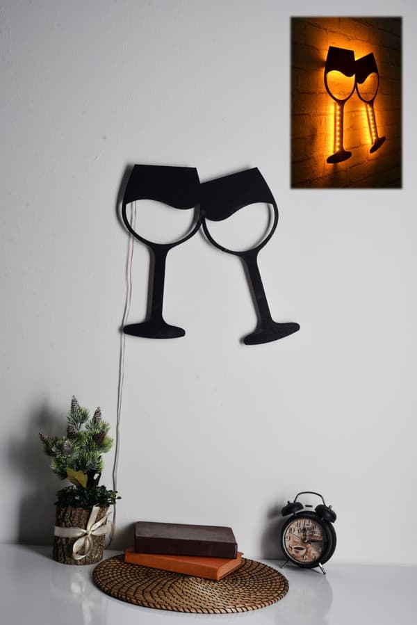 Dekorativ LED-belysning Vinglas - Gul