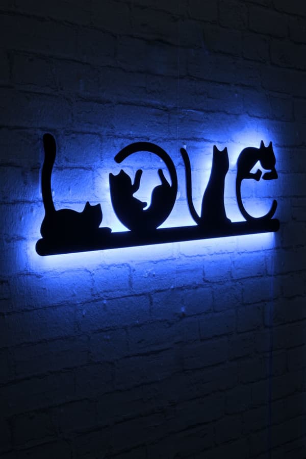 Dekorativ Led Belysning Cat Love - Blå