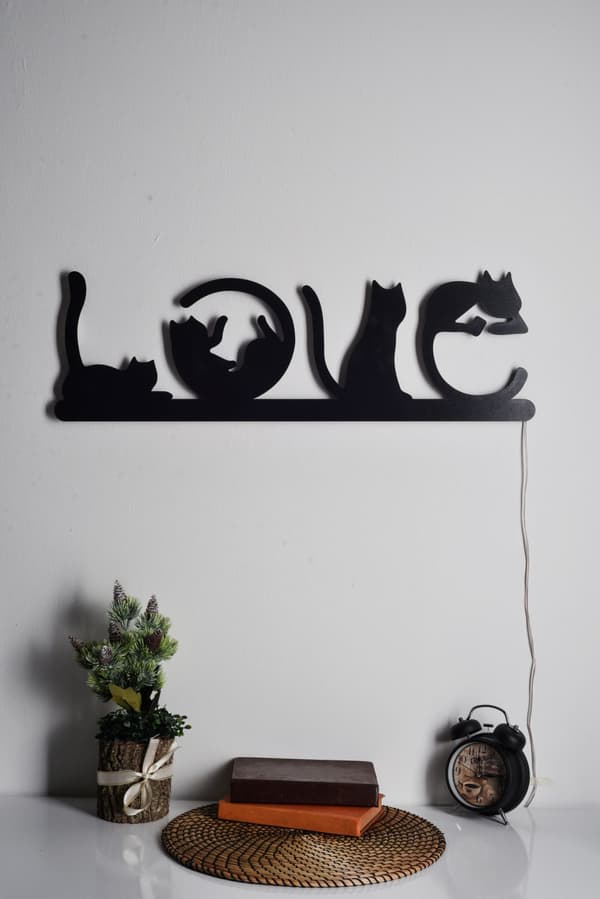 Dekorativ Led Belysning Cat Love - Rød