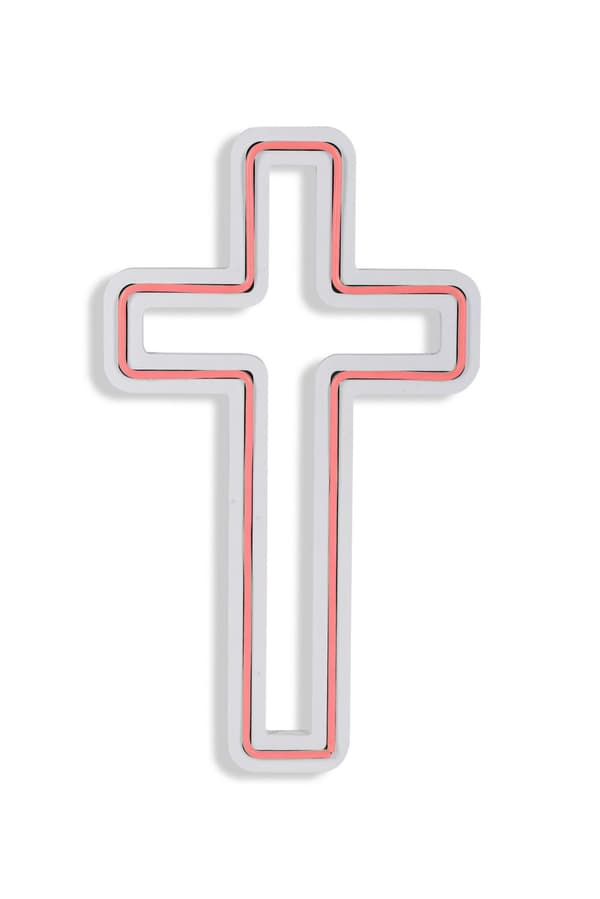 Dekorativt Plast Led Belysning Cross Sign - Rosa