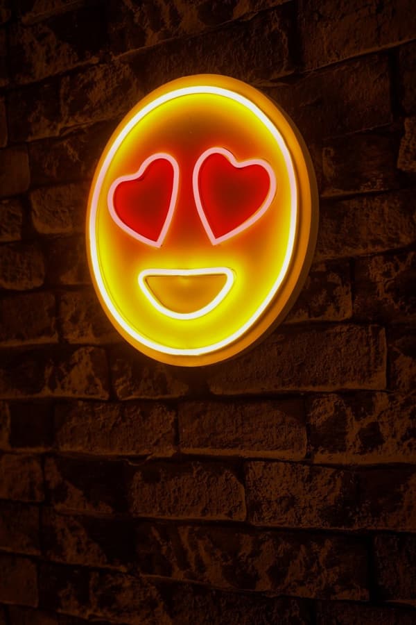 Dekorativ Plast Led Belysning Love Smile - Rød Gul