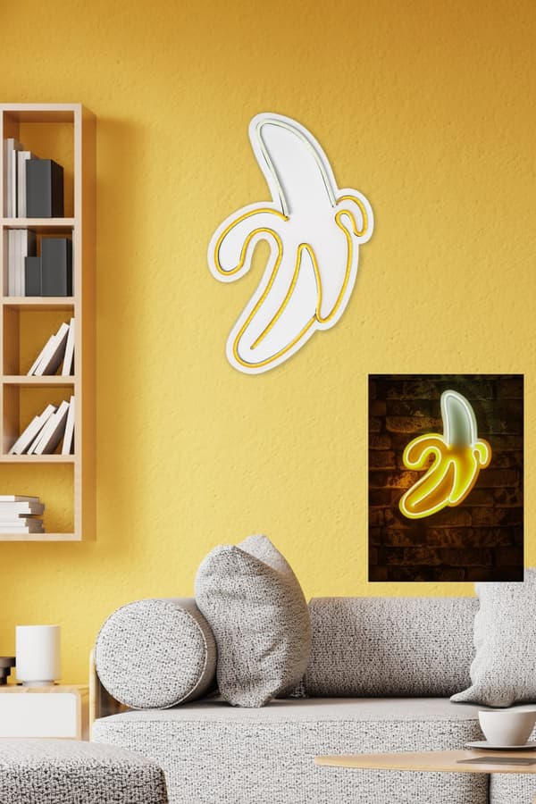 Dekorativ Plast Led Belysning Banan - Gul Vit