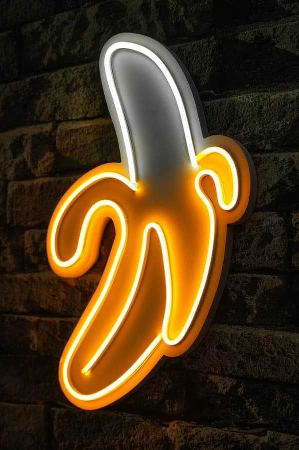 Dekorativ Plast Led Belysning Banan - Gul Vit