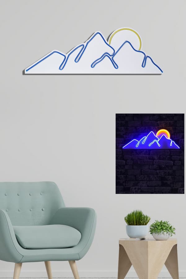 Dekorativ Plast Led Belysning Mountain - Blå - Gul