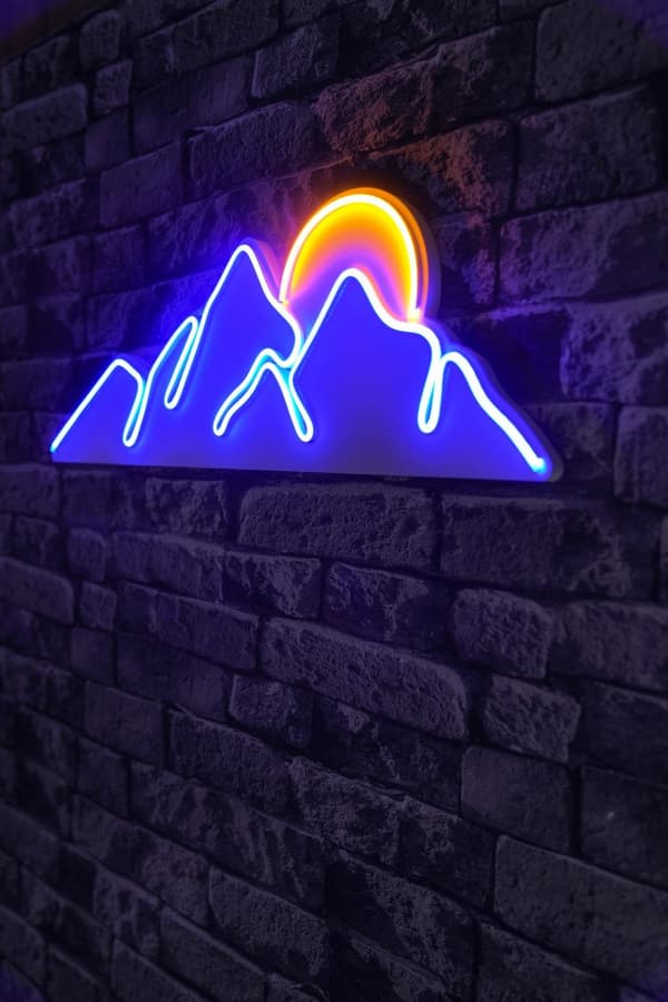 Dekorativ Plast Led Belysning Mountain - Blå - Gul