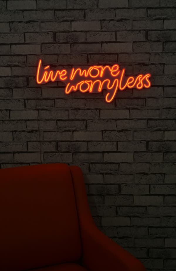 Dekorativ LED-belysning i plast Live More Worry Mindre - Rød