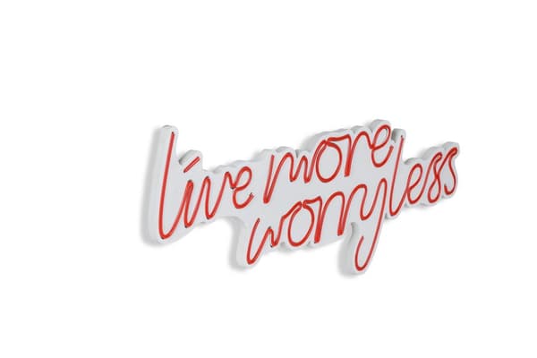 Dekorativ LED-belysning i plast Live More Worry Mindre - Rød