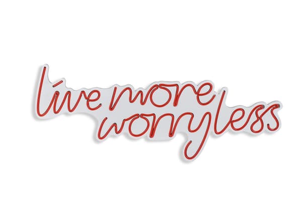 Dekorativ LED-belysning i plast Live More Worry Mindre - Rød